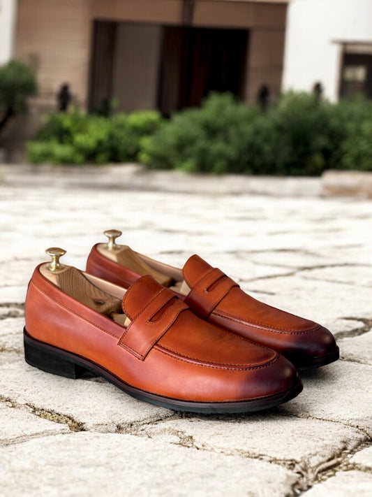 Sahara Ember – Patina Leather Penny Loafers