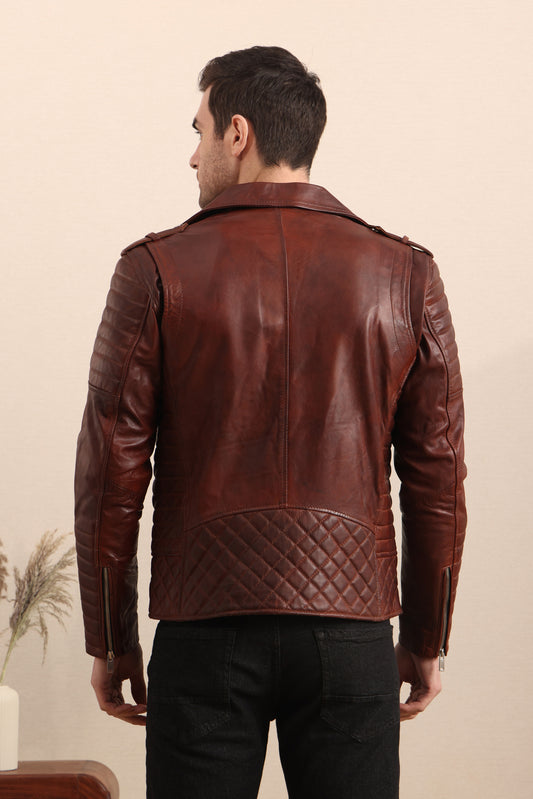 Baron’s Crest – Quilted Leather Biker Jacket