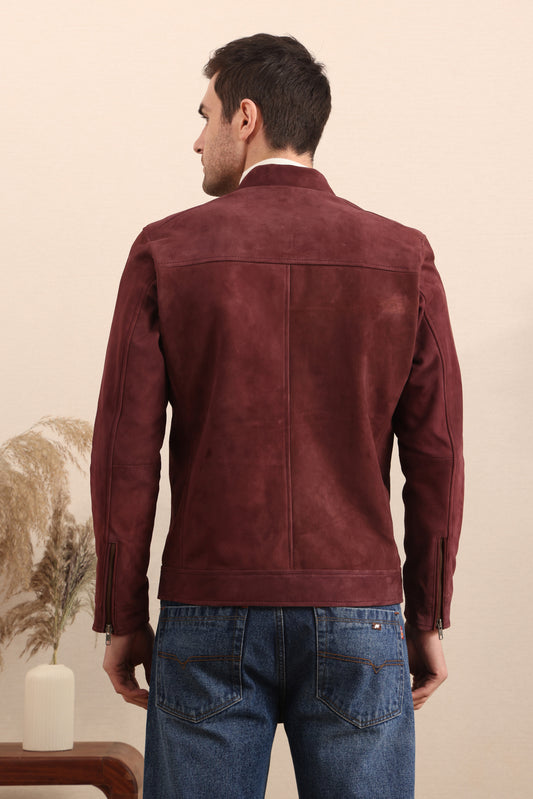 Maroon Crest – Suede Jacket