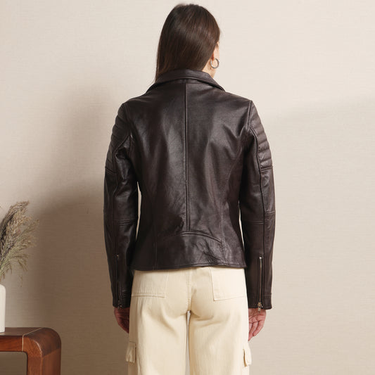 The Nocturne Baroness - Espresso Bikers Jacket