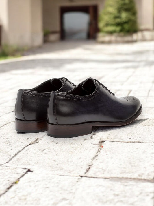 Noir Crest — Perforated Wholecut Oxford