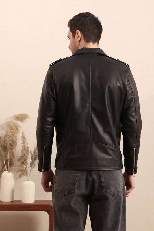 Black Reign – Classic Leather Biker Jacket