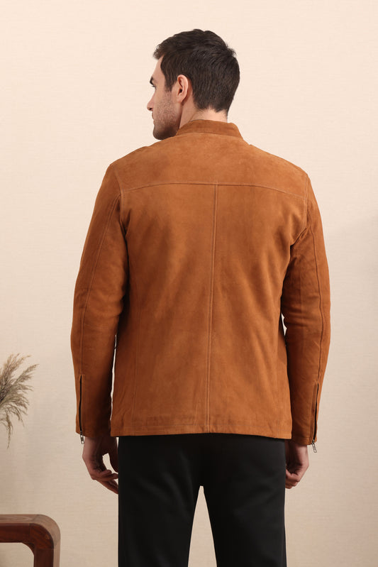 Amber Drift – Suede Collar Jacket