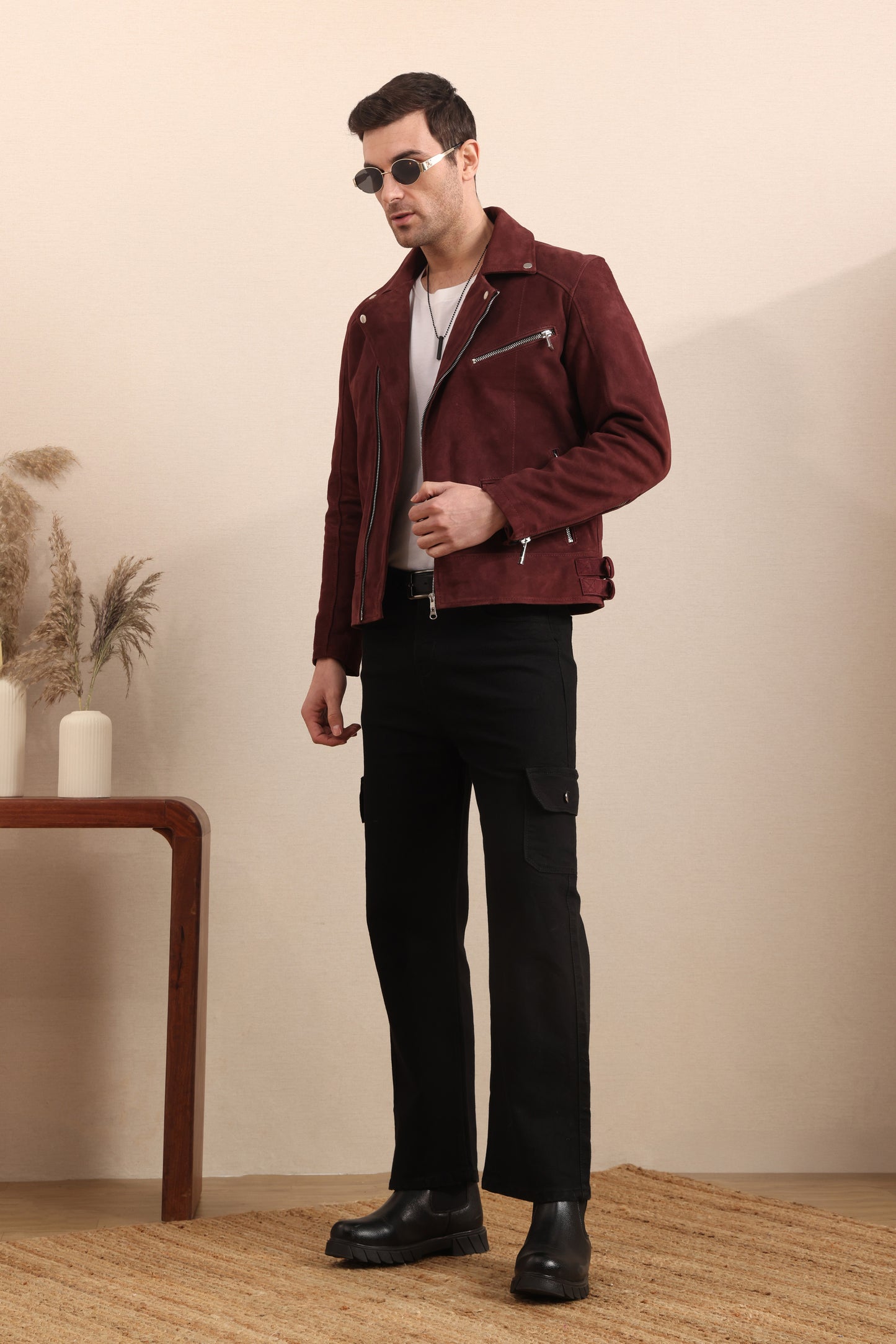 Crimson Dominion – Premium Suede Biker Jacket