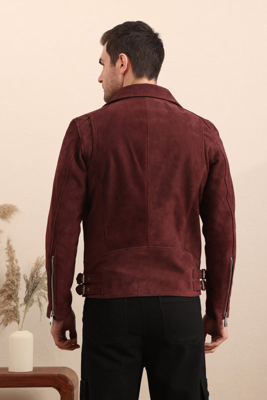 Crimson Dominion – Premium Suede Biker Jacket