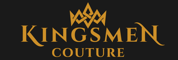 Kingsmen Couture logo with gold text on a black background