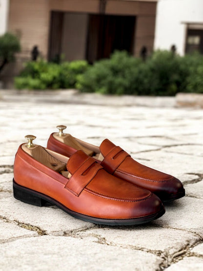 Sahara Ember – Patina Leather Penny Loafers
