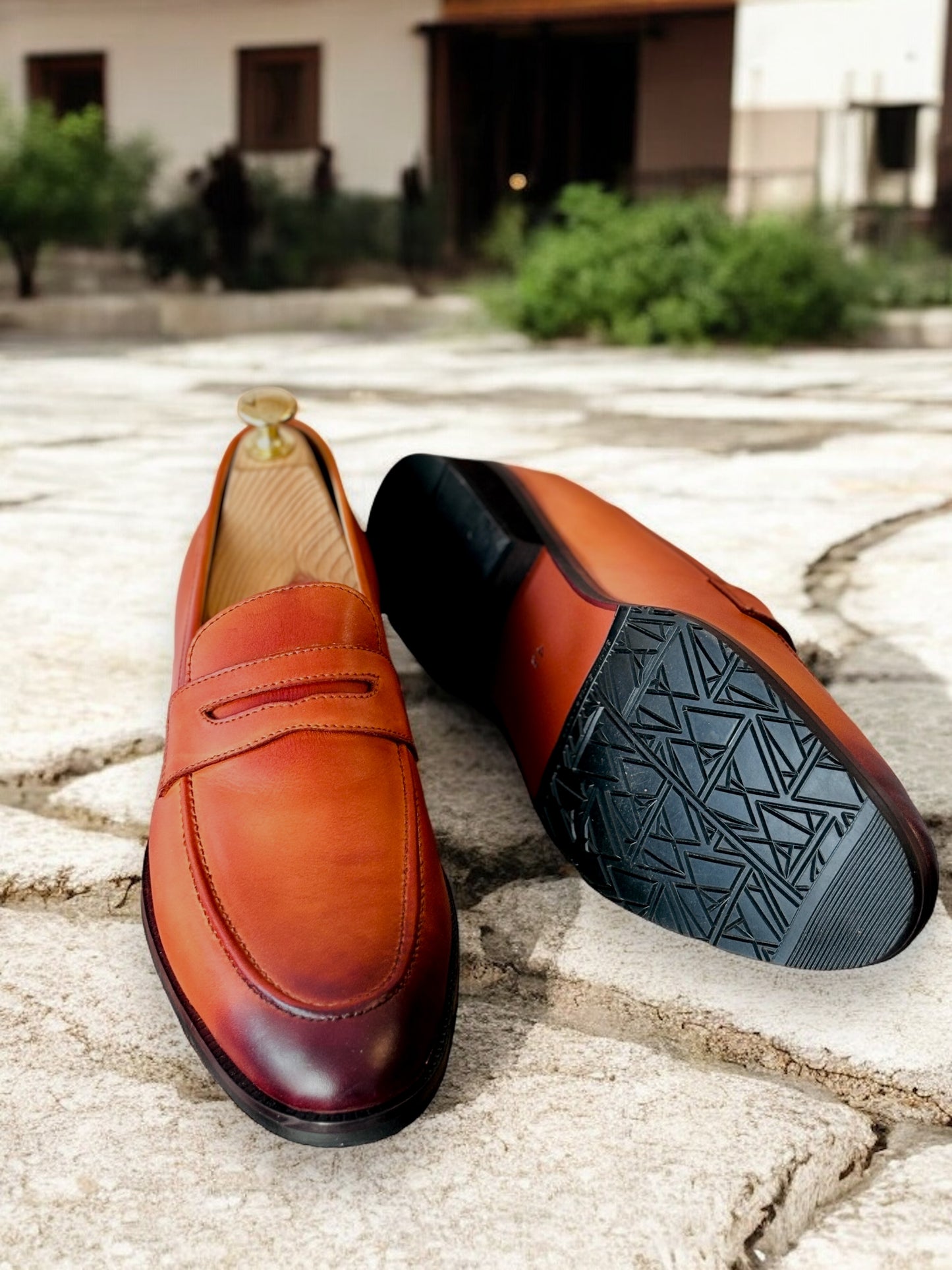 Sahara Ember – Patina Leather Penny Loafers