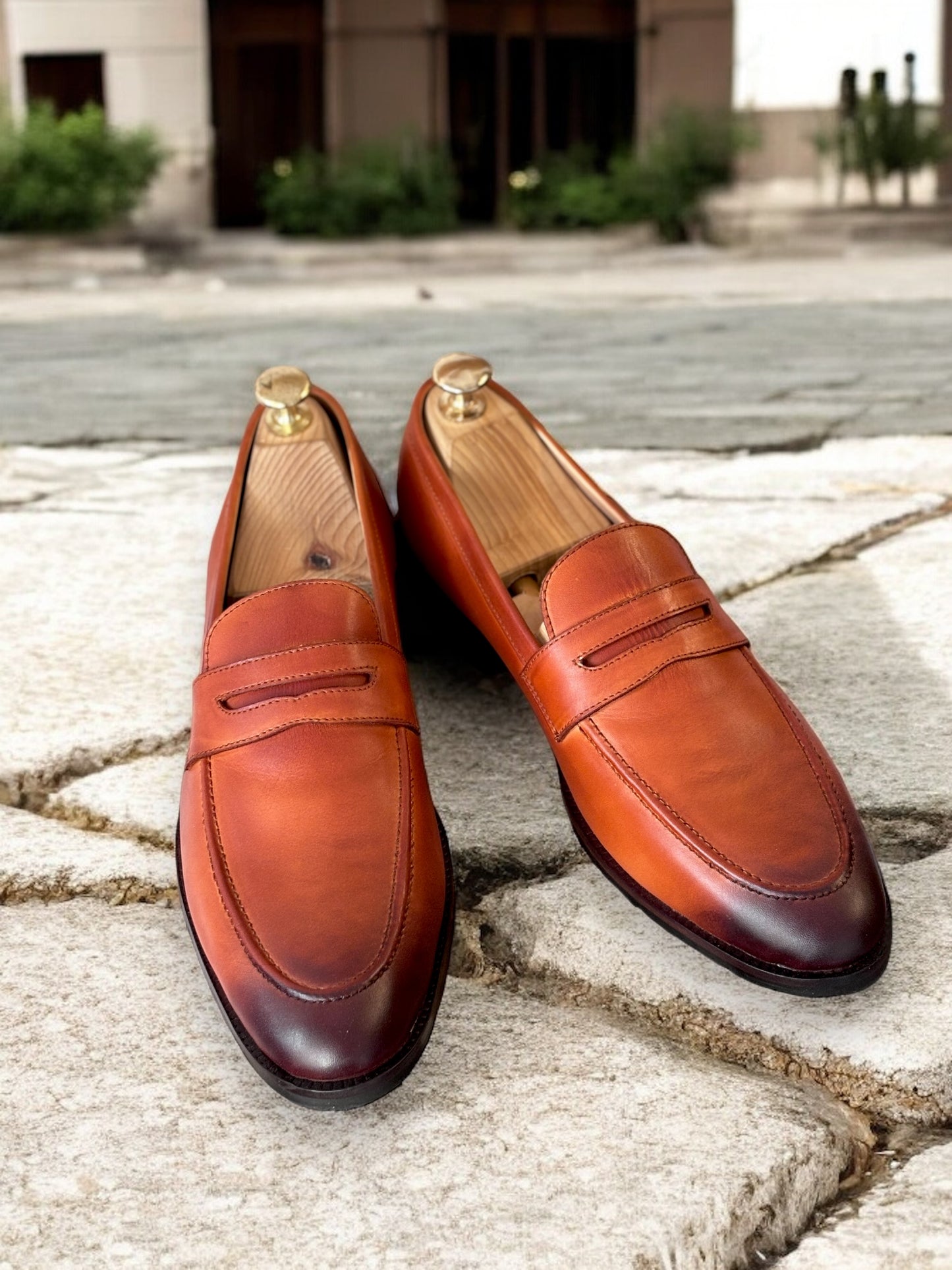 Sahara Ember – Patina Leather Penny Loafers