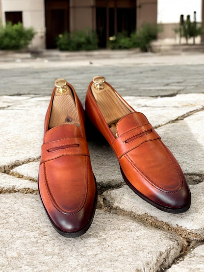 Sahara Ember – Patina Leather Penny Loafers