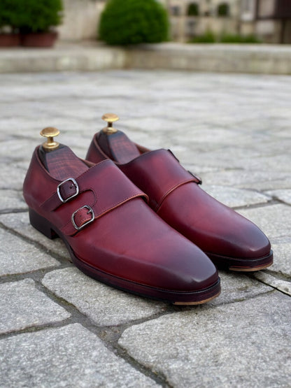 Bordeaux Regent – Double Monk Strap Leather Shoe