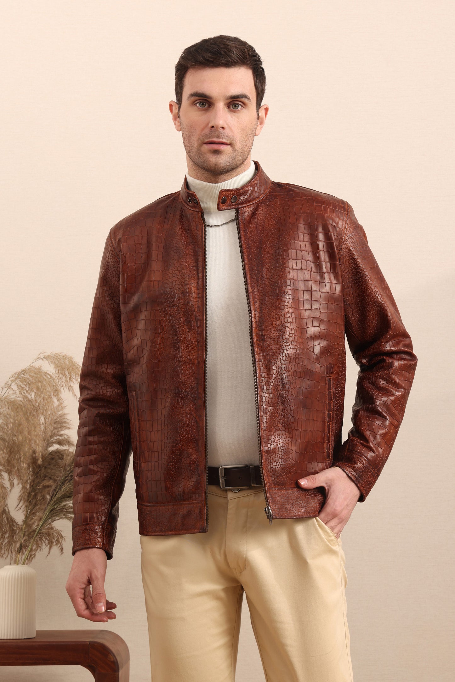 Sovereign Scale – Crocodile Embossed Leather Jacket