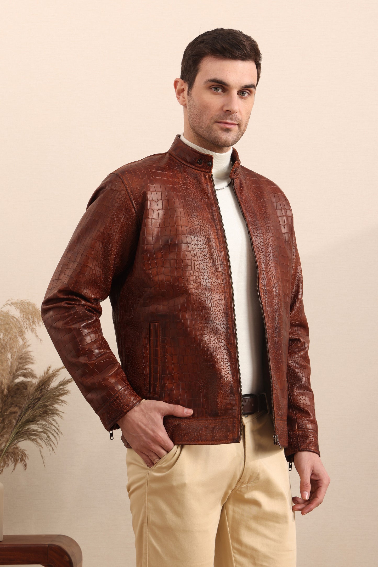 Sovereign Scale – Crocodile Embossed Leather Jacket