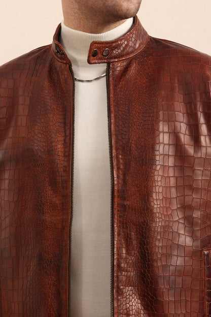 Sovereign Scale – Crocodile Embossed Leather Jacket
