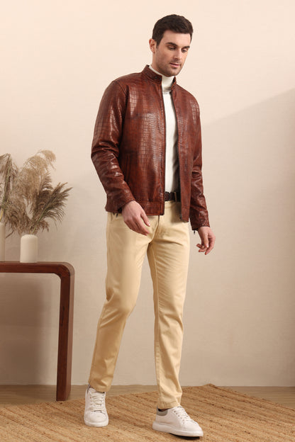 Sovereign Scale – Crocodile Embossed Leather Jacket