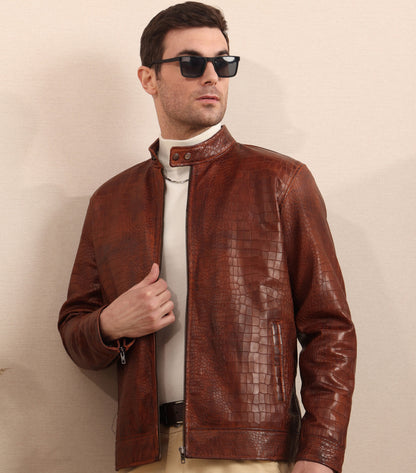 Sovereign Scale – Crocodile Embossed Leather Jacket