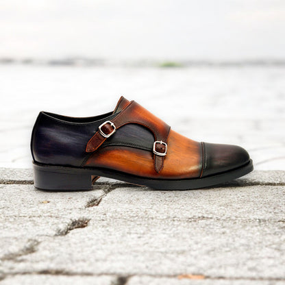 Eclipse Mariner – Two-Tone Double Monk Strap Leather Shoe