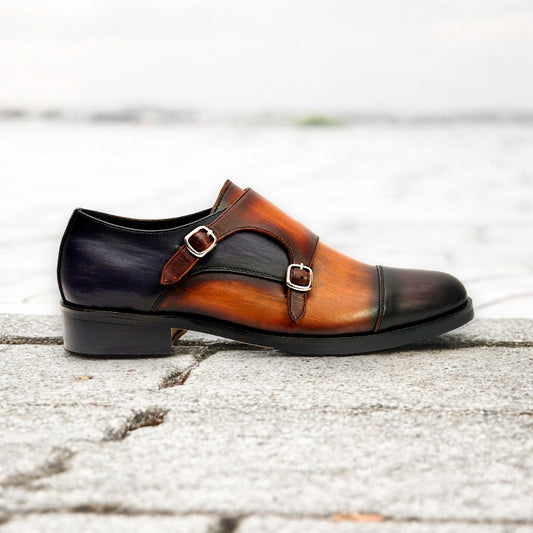 Eclipse Mariner – Two-Tone Double Monk Strap Leather Shoe
