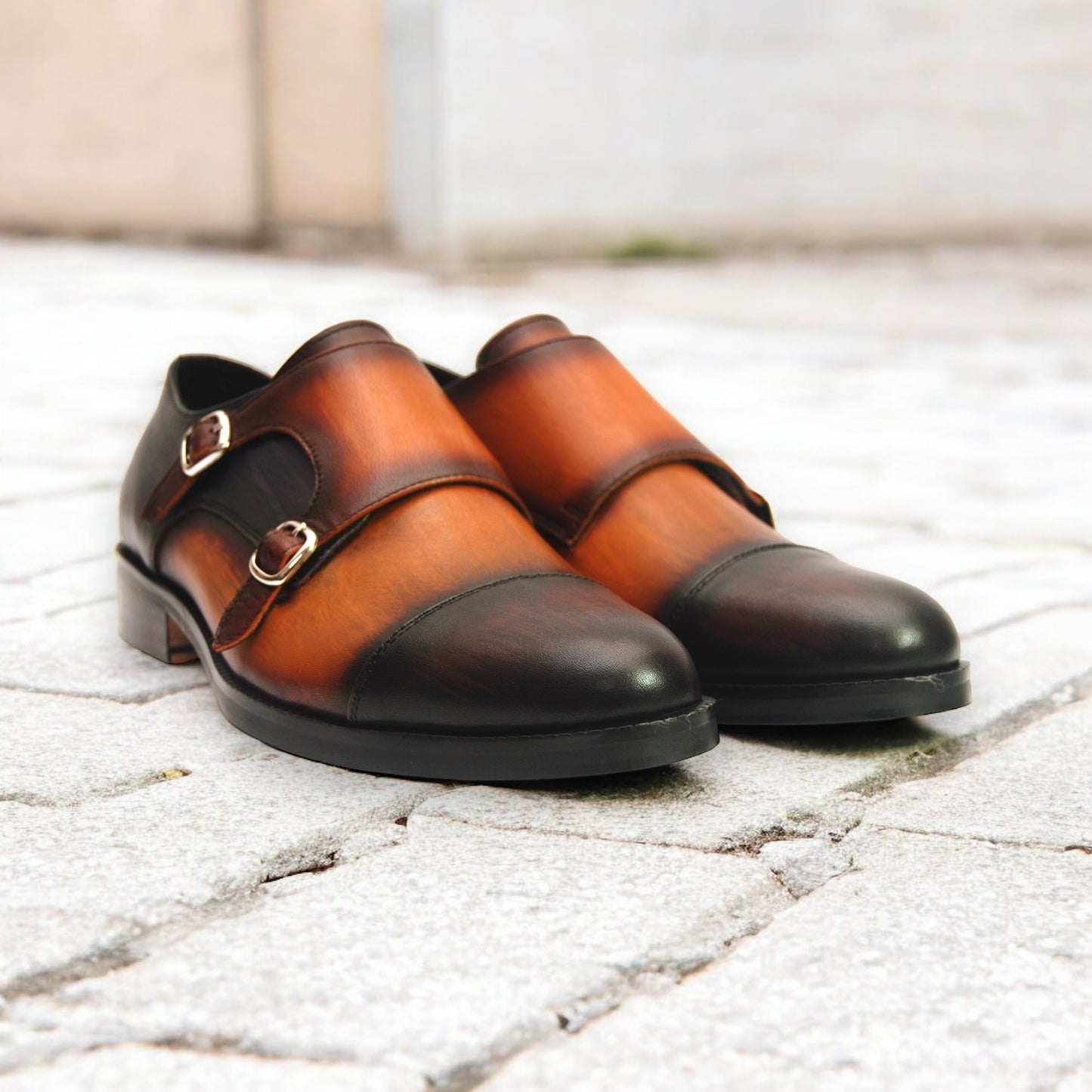 Eclipse Mariner – Two-Tone Double Monk Strap Leather Shoe