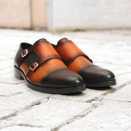 Eclipse Mariner – Two-Tone Double Monk Strap Leather Shoe