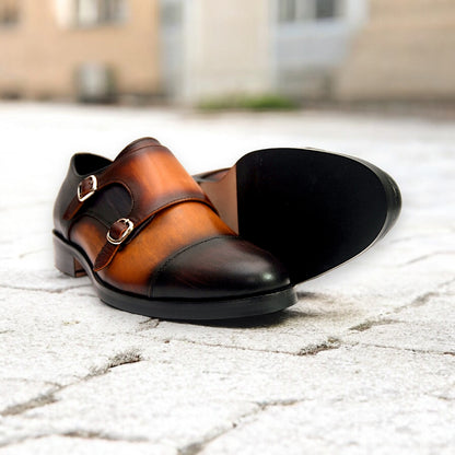 Eclipse Mariner – Two-Tone Double Monk Strap Leather Shoe