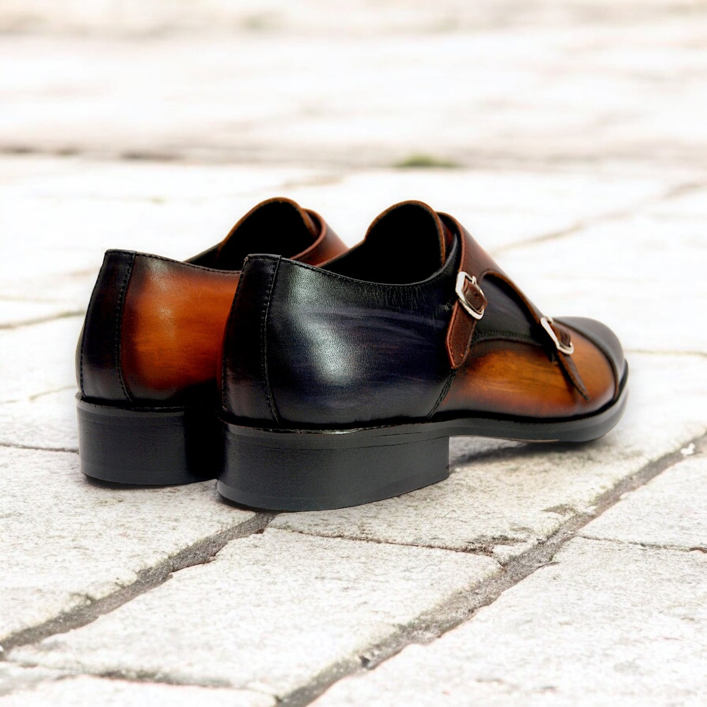 Eclipse Mariner – Two-Tone Double Monk Strap Leather Shoe