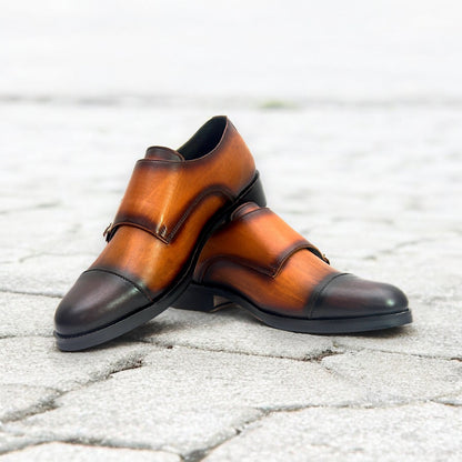 Eclipse Mariner – Two-Tone Double Monk Strap Leather Shoe