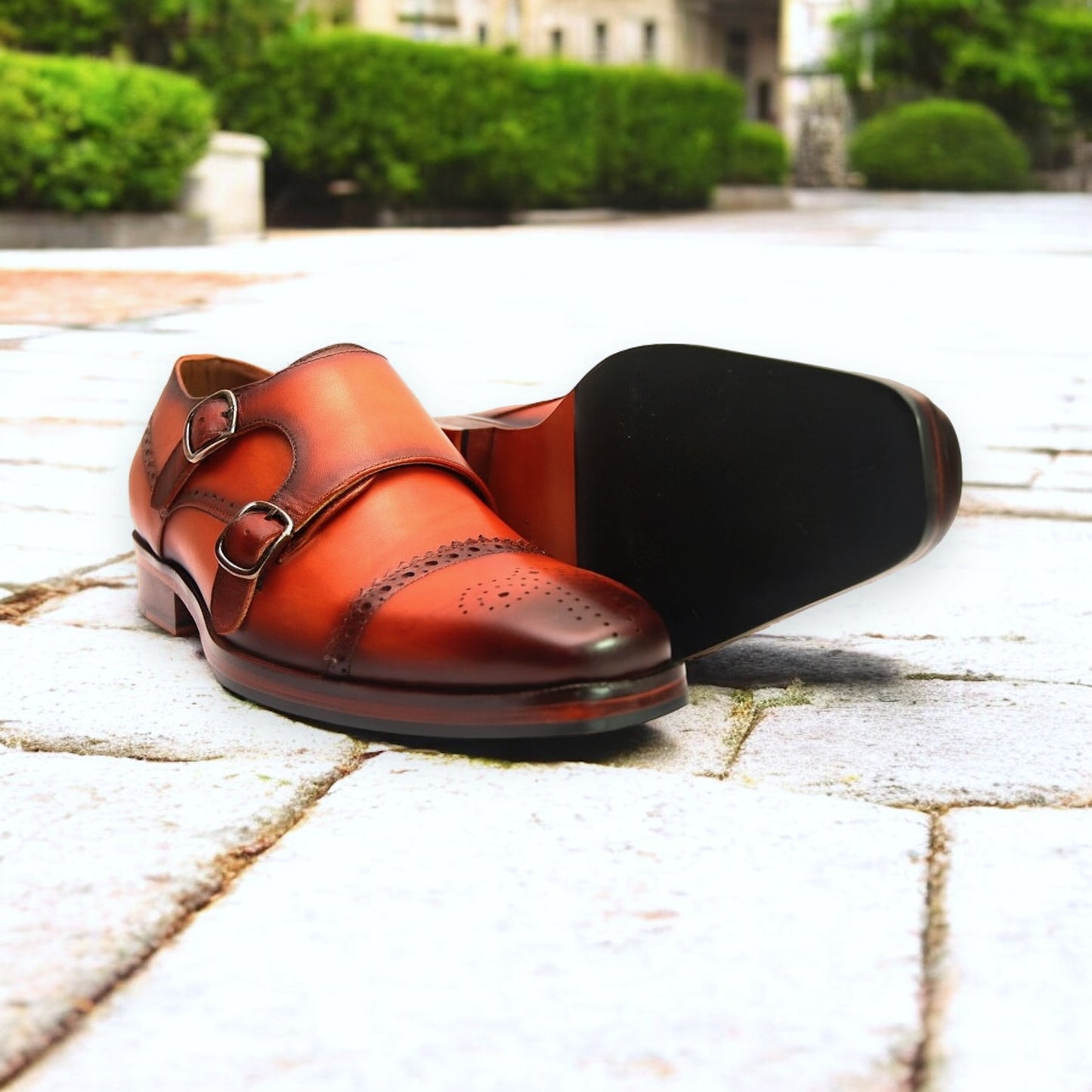 Auburn Heritage – Cap Toe Double Monk Strap Leather Shoe