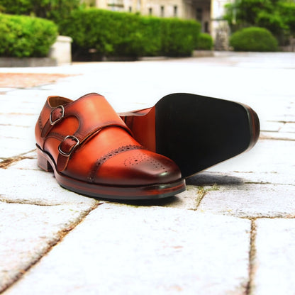 Auburn Heritage – Cap Toe Double Monk Strap Leather Shoe