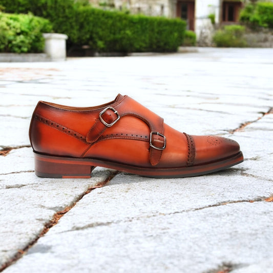 Auburn Heritage – Cap Toe Double Monk Strap Leather Shoe