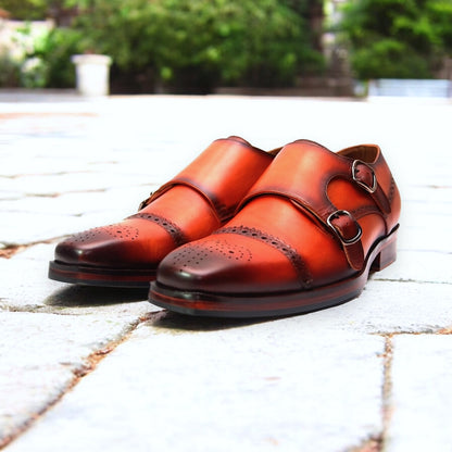 Auburn Heritage – Cap Toe Double Monk Strap Leather Shoe