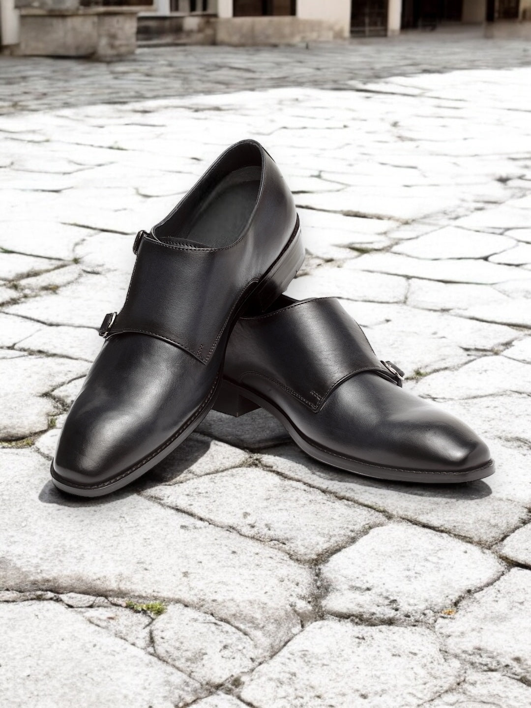 Noir Vanguard – Double Monk Strap Leather Shoe