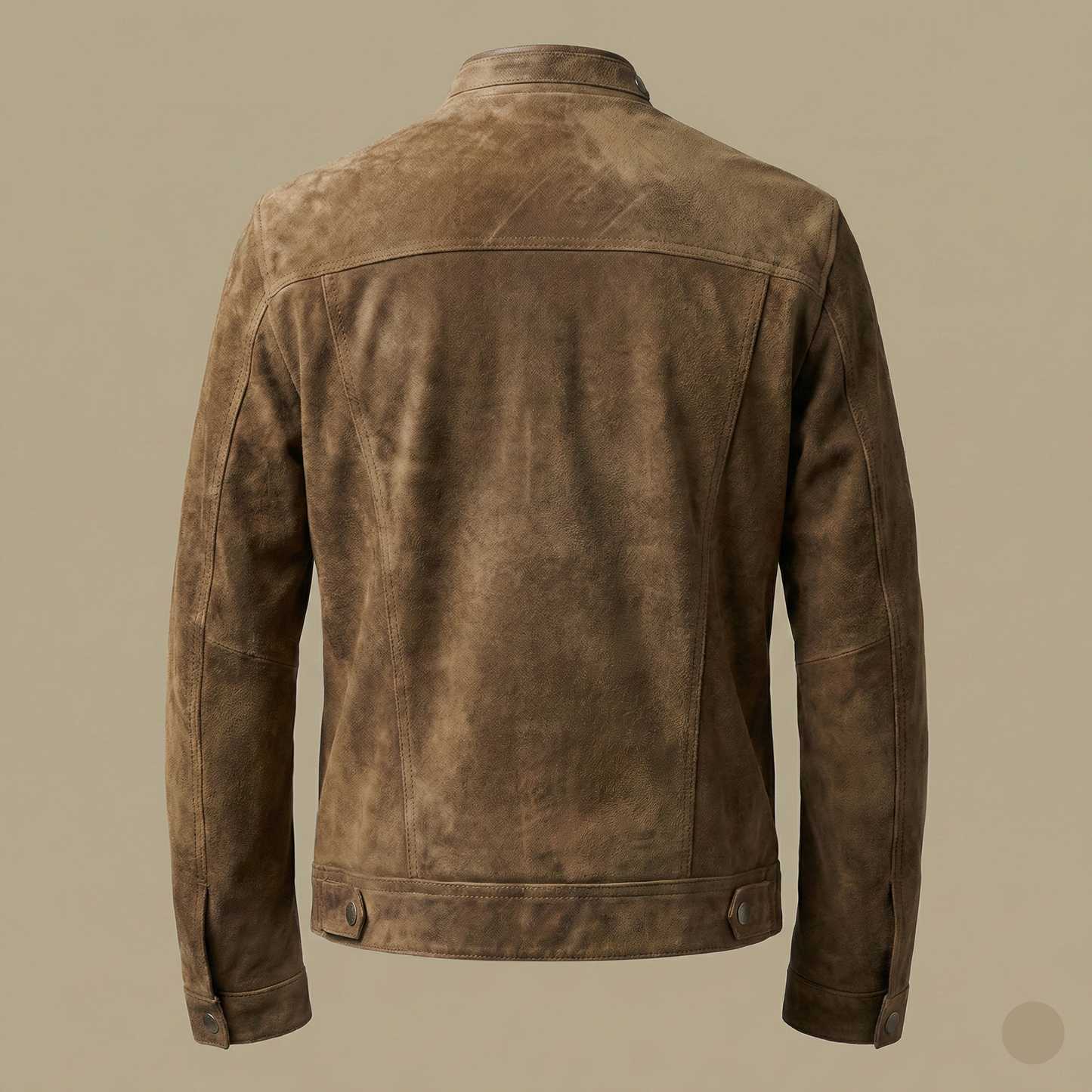 Brown leather jacket on a beige background