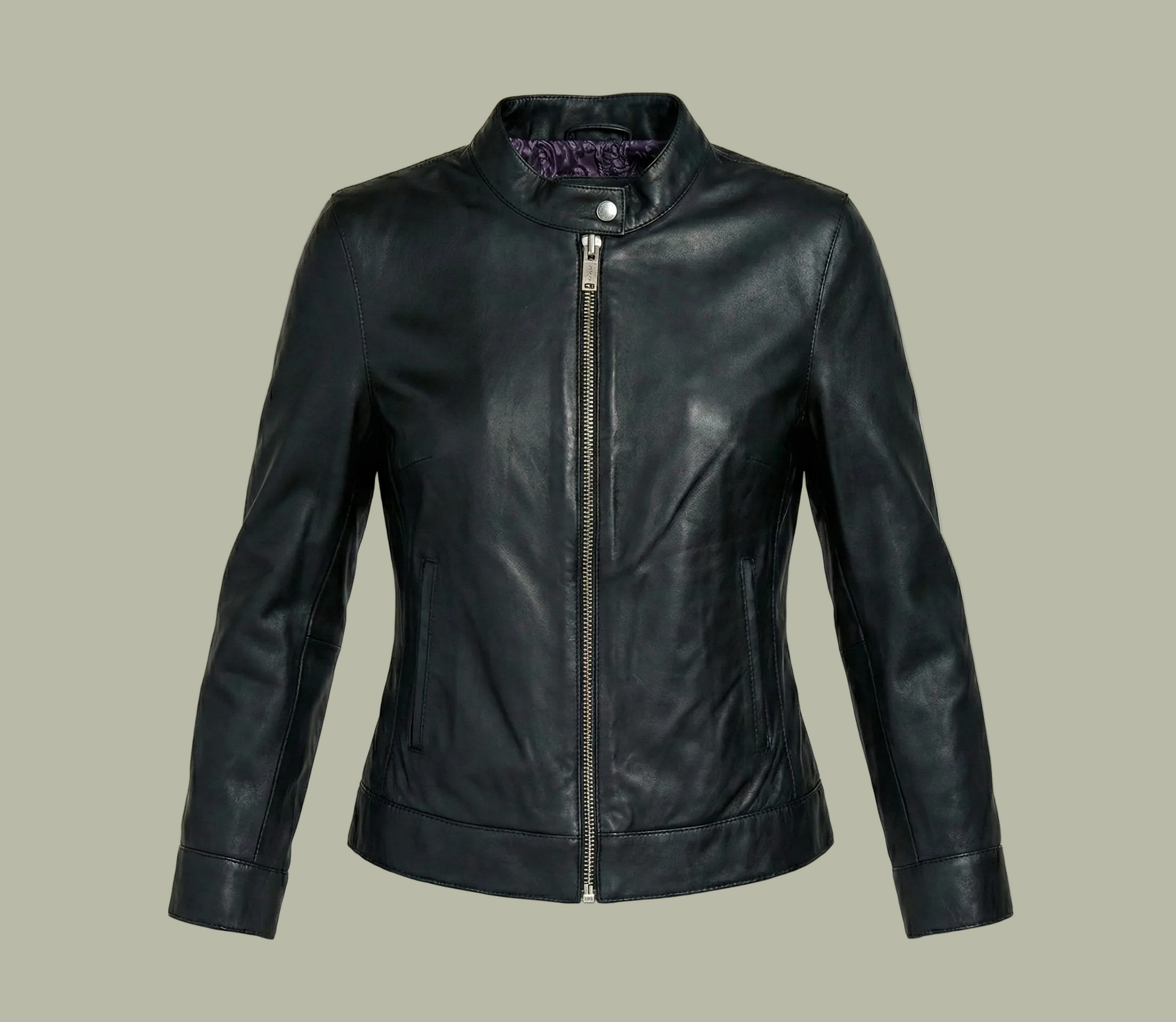 Black leather jacket on a white background
