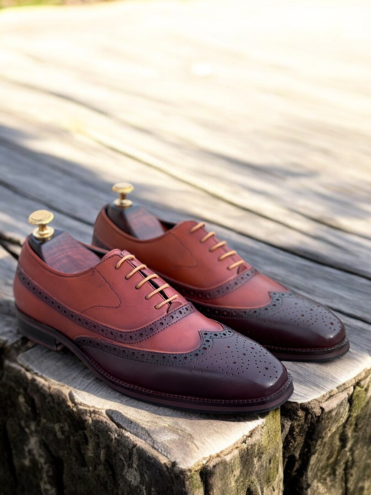 Chestnut Regent – Two-Tone Wingtip Leather Oxford
