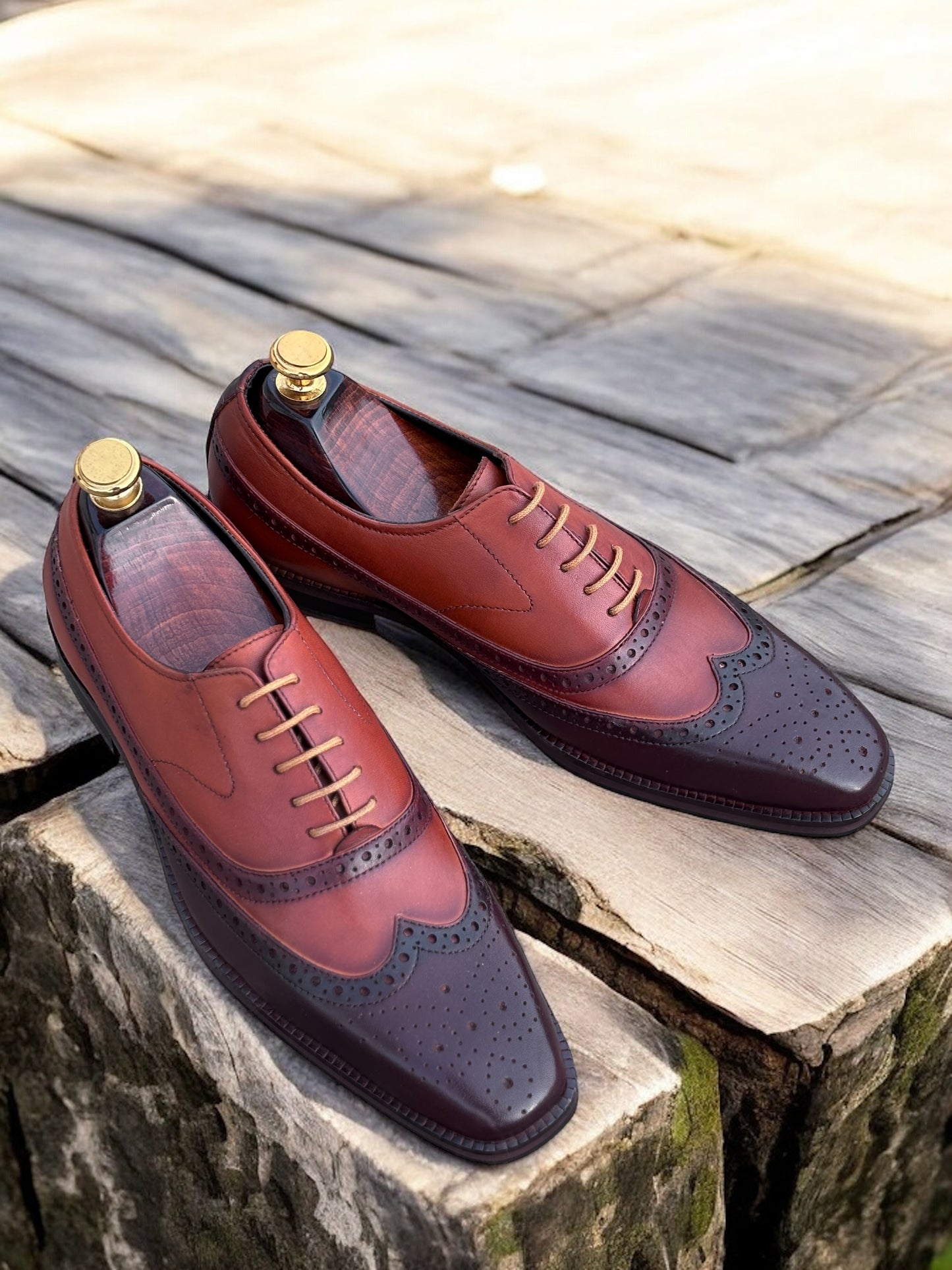 Chestnut Regent – Two-Tone Wingtip Leather Oxford