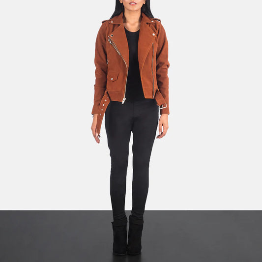 Ashen Grace Suede Biker Jacket