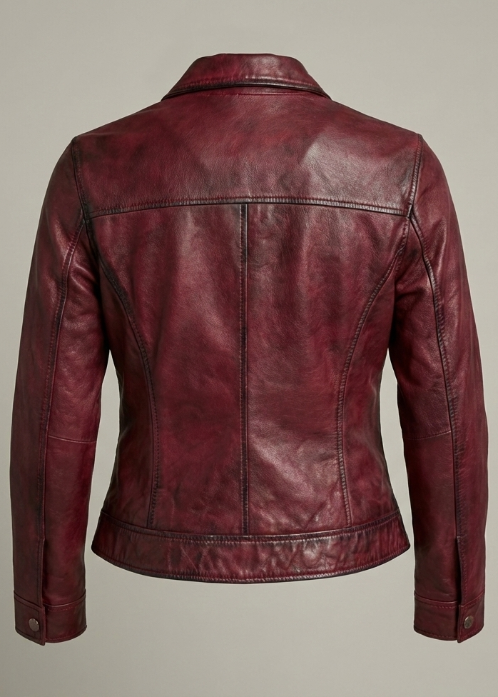 Red leather jacket on a beige background