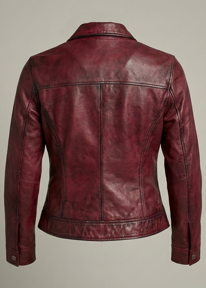 Red leather jacket on a beige background