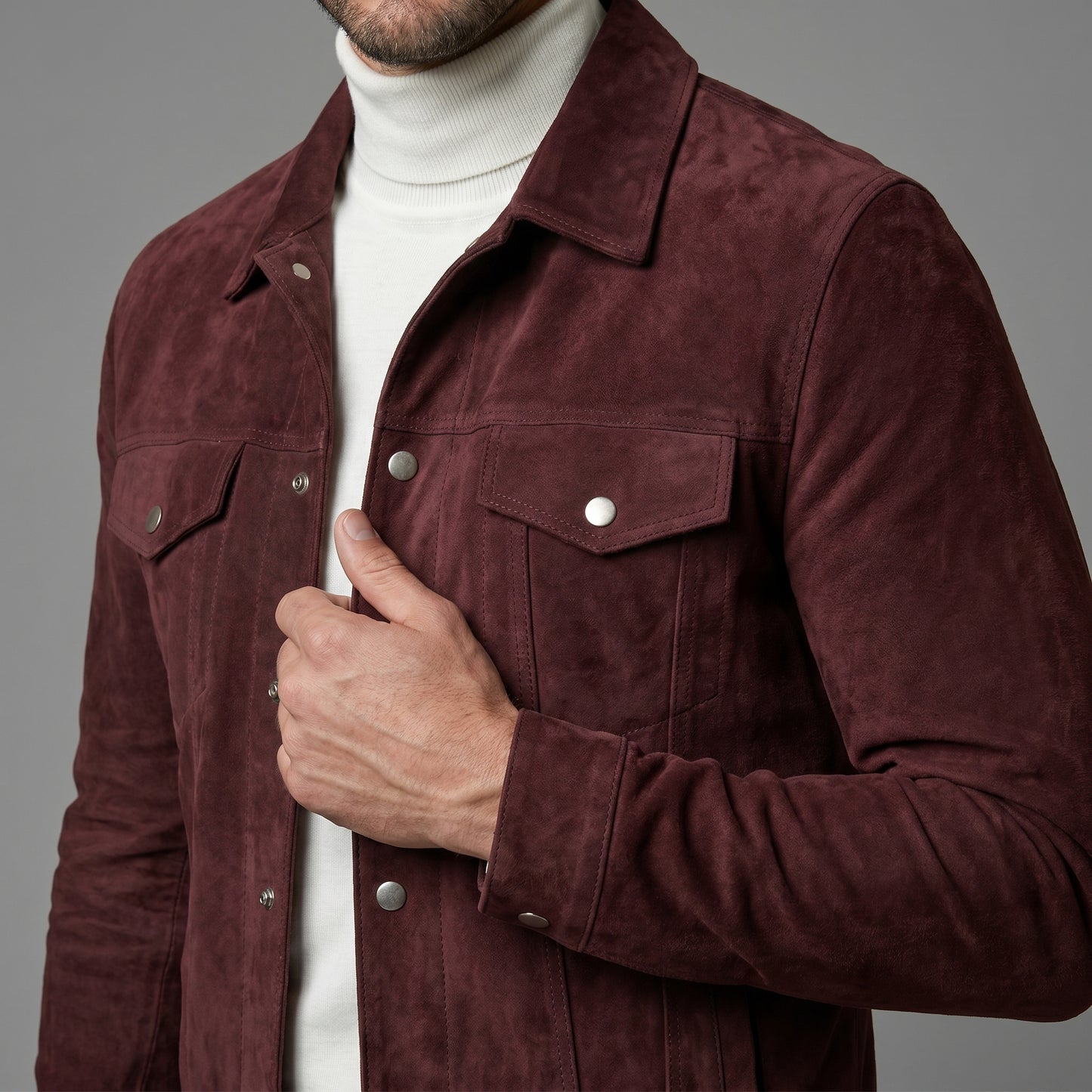 The Oxblood Suede Trucker