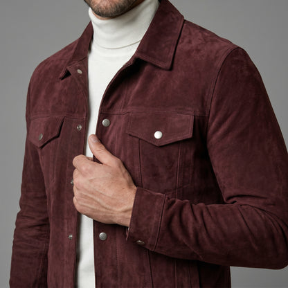 The Oxblood Suede Trucker