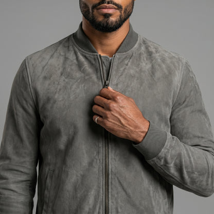 THE SLATE SUEDE BOMBER
