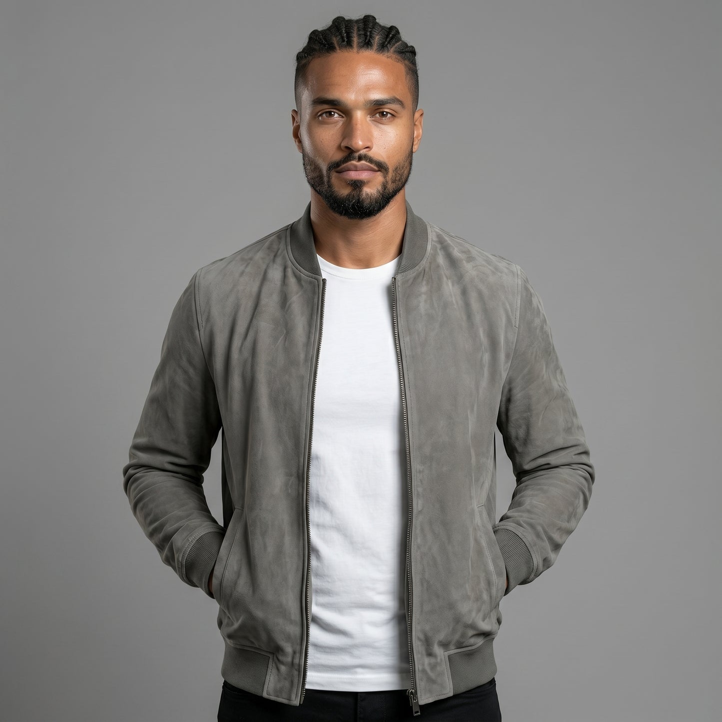 THE SLATE SUEDE BOMBER