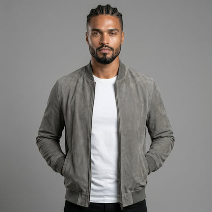 THE SLATE SUEDE BOMBER