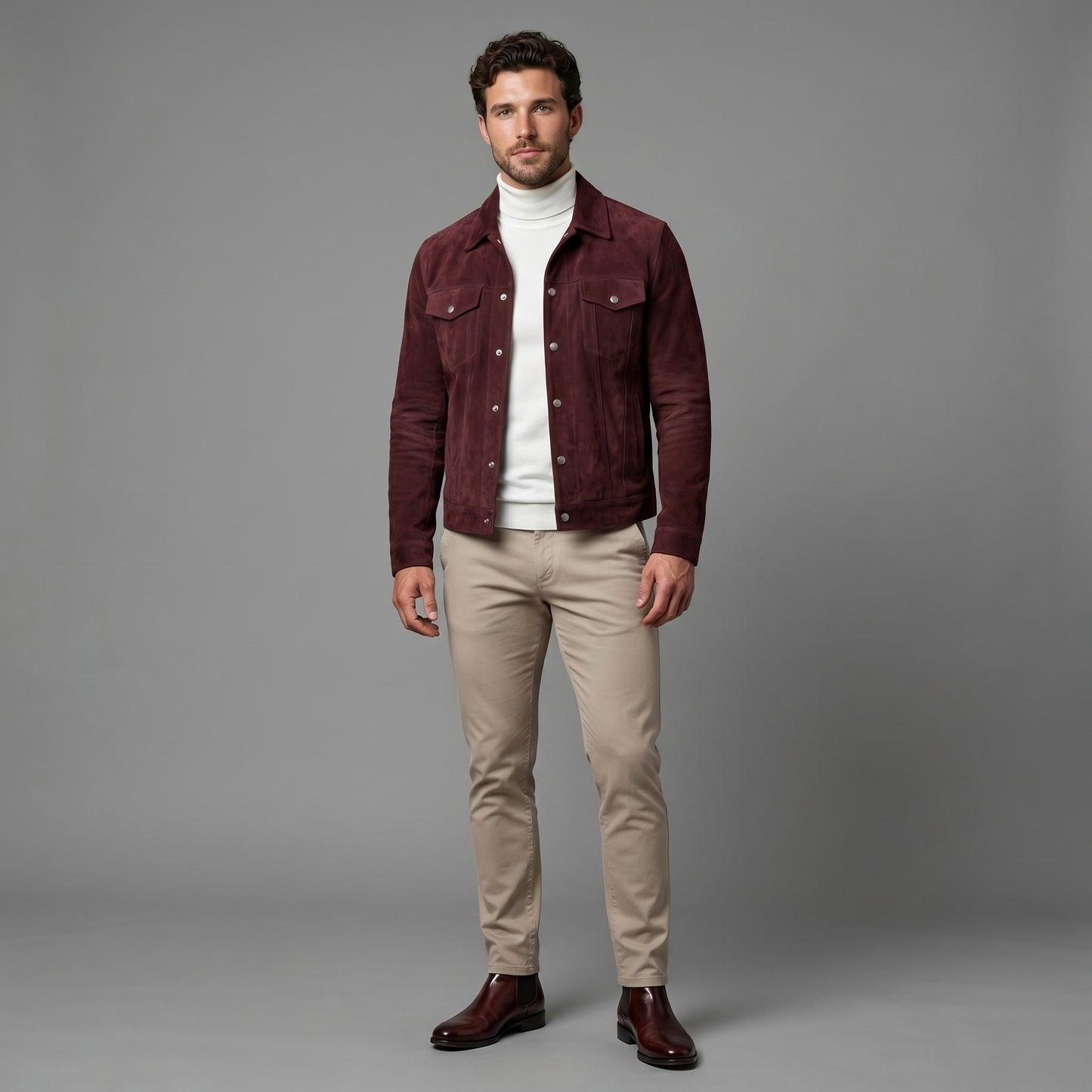The Oxblood Suede Trucker