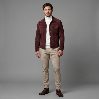 The Oxblood Suede Trucker