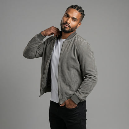 THE SLATE SUEDE BOMBER